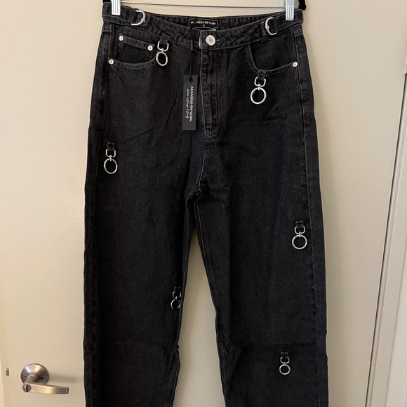 BRAND NEW MANIÉRE DE VOIR RING DETAIL BAGGY JEANS - WASHED BLACK - Picture 2 of 5
